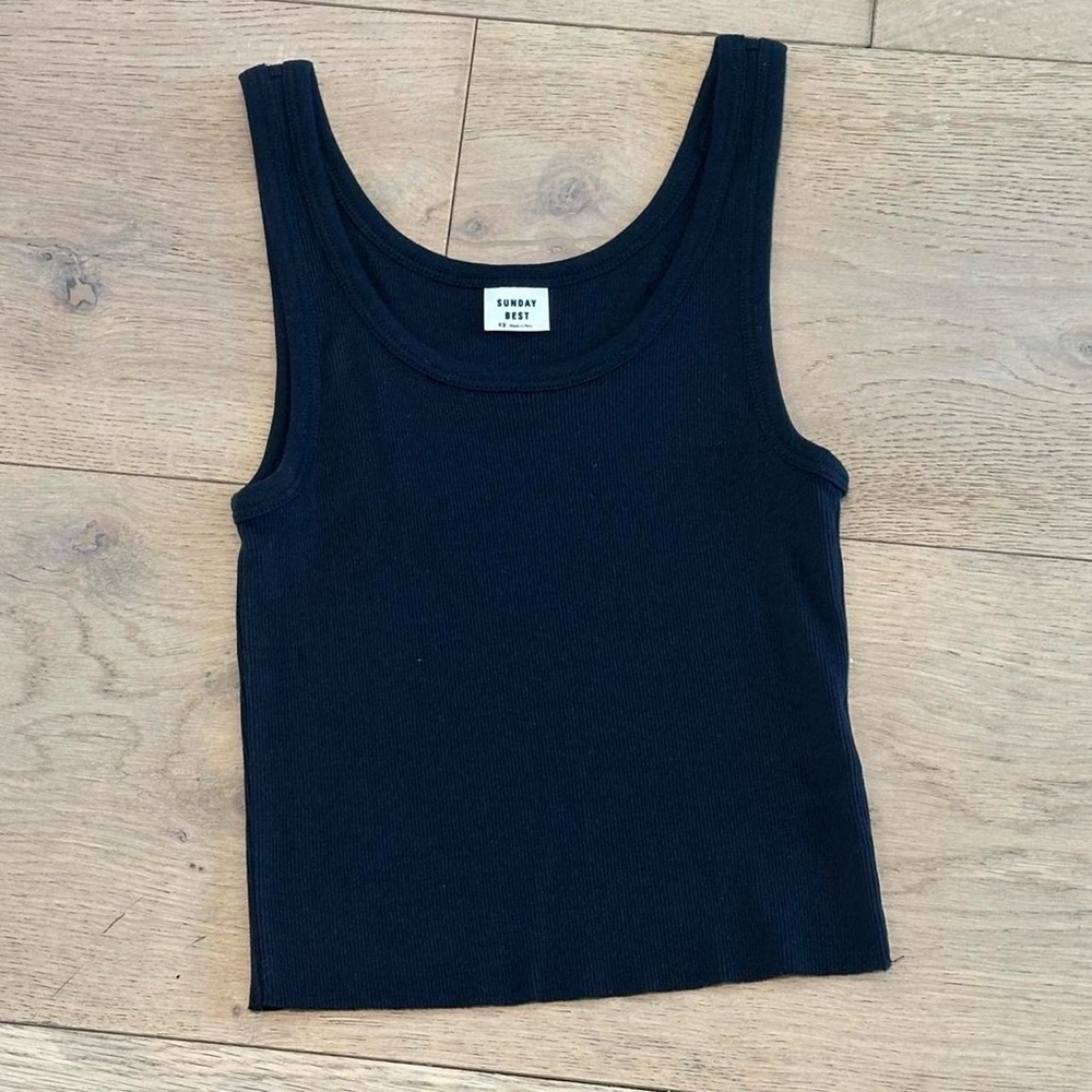 Sunday Best Black Fitted Crop Tank Top